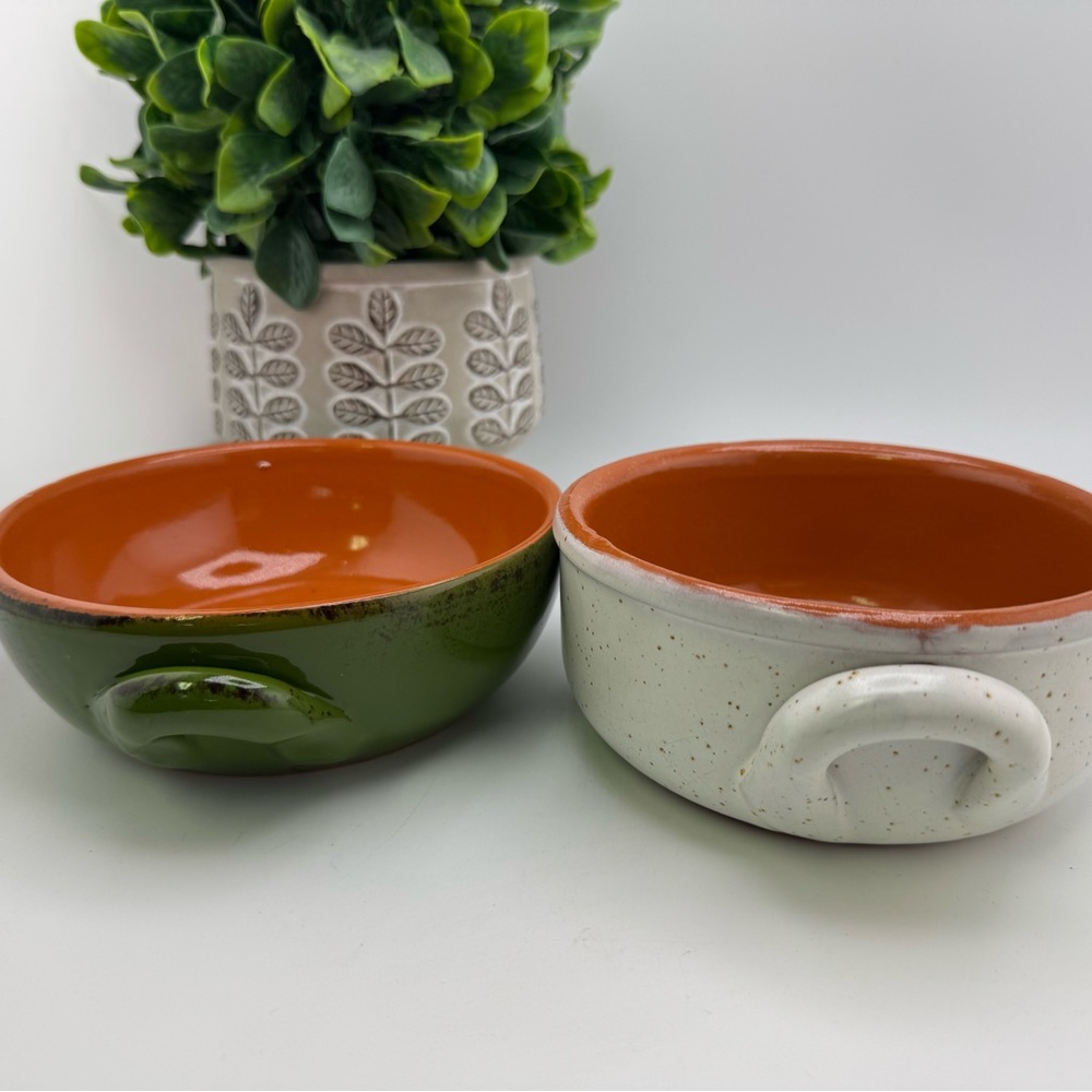 2 De Silva Pottery Terracotta Pottery Glazed Casserole Soup Bowls Made in Italy